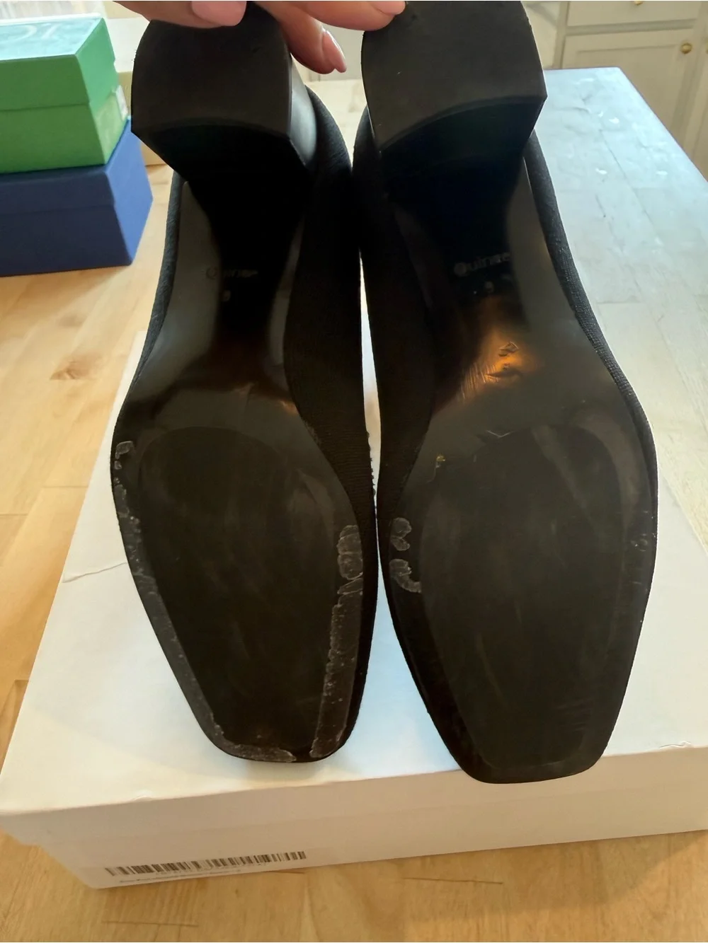 Quince Black Eco Knit Block-Heel Ankle Bootie